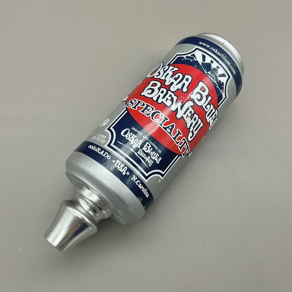Oskar Blues Brewery Specialty Draft Beer Tap Handle 1 Pint Can Silver Red Blue